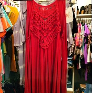 Boutique NWOT Red Crochet Tank